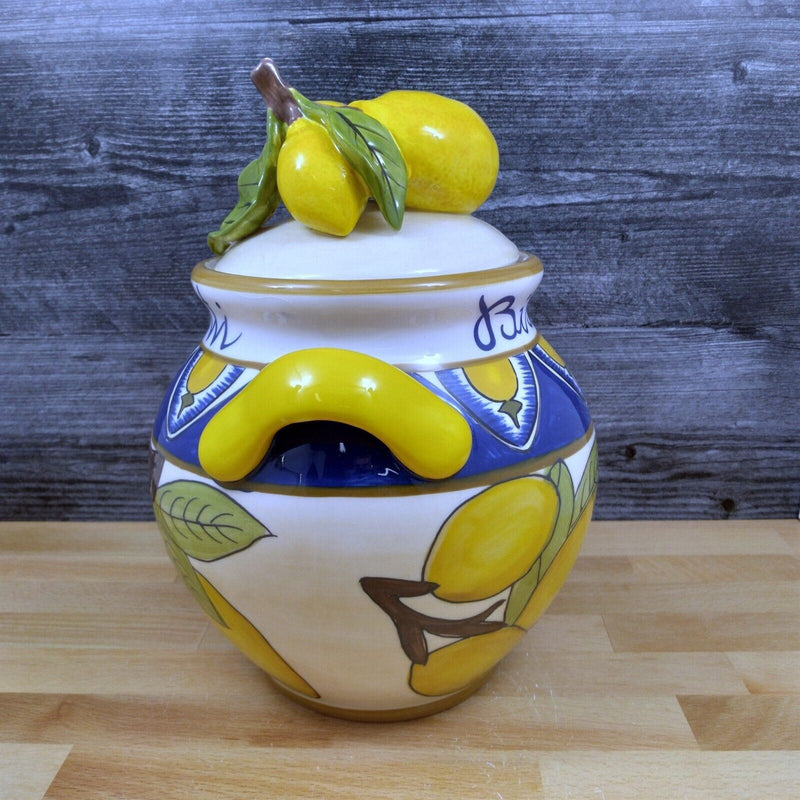 Load image into Gallery viewer, Lemon Cookie Jar Biscotti Canister by Blue Sky Heather Goldminc