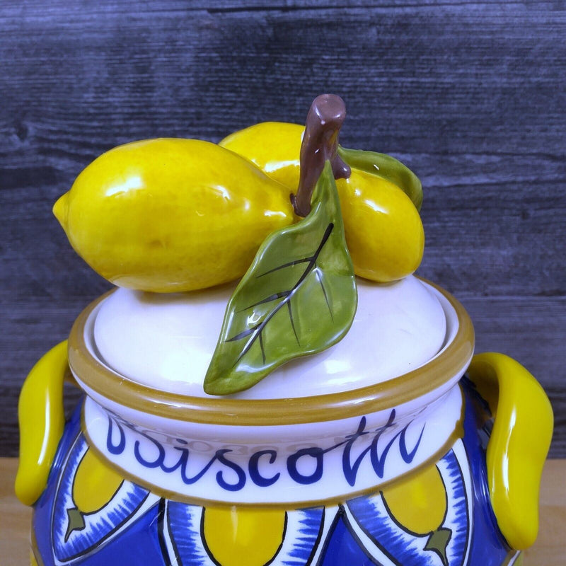 Load image into Gallery viewer, Lemon Cookie Jar Biscotti Canister by Blue Sky Heather Goldminc