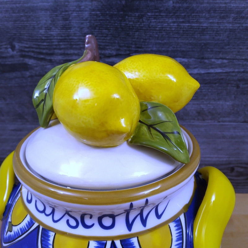 Load image into Gallery viewer, Lemon Cookie Jar Biscotti Canister by Blue Sky Heather Goldminc