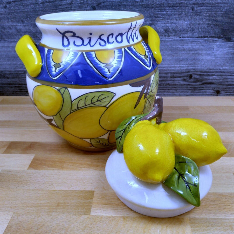 Load image into Gallery viewer, Lemon Cookie Jar Biscotti Canister by Blue Sky Heather Goldminc