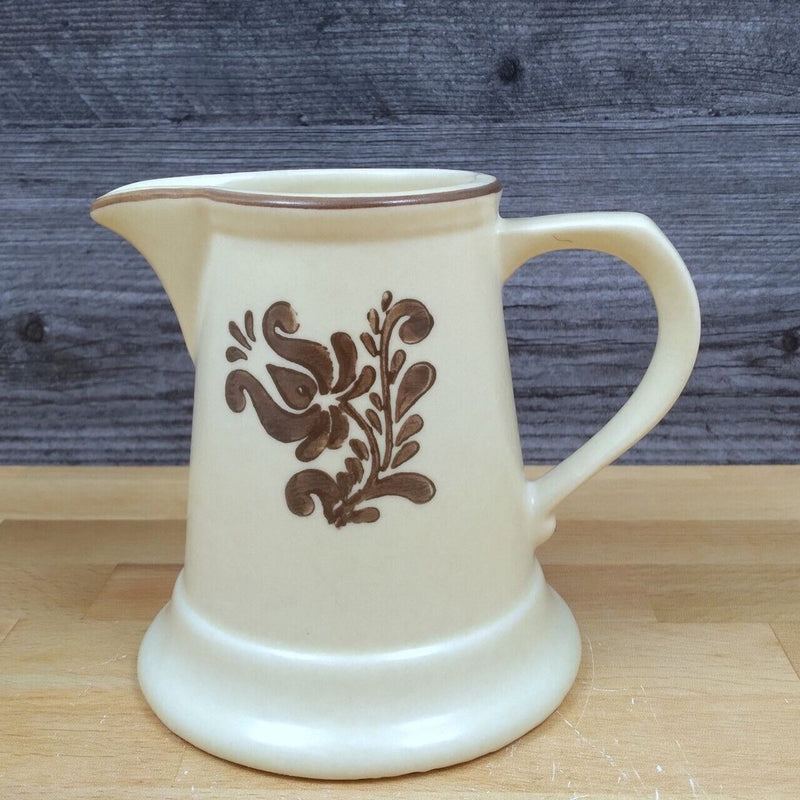 Load image into Gallery viewer, Pfaltzgraff Village Creamer Pitcher 6-26 Cream with Brown Floral USA Castle Mark