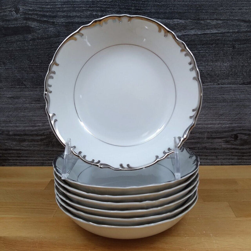 Load image into Gallery viewer, Mikasa Marlboro 7 Fruit Dessert Bowls Verge Scalloped Platinum Border 9267 5.5”