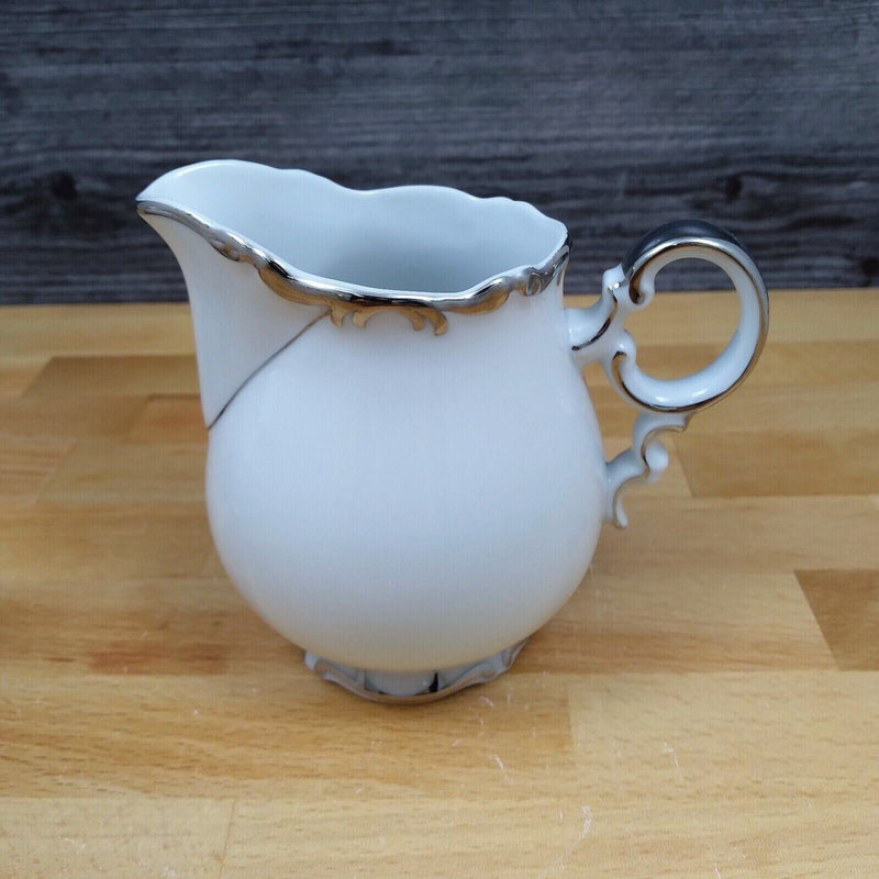 Load image into Gallery viewer, Mikasa Marlboro Creamer & Sugar Bowl & Lid Verge Scalloped Platinum Border 9267