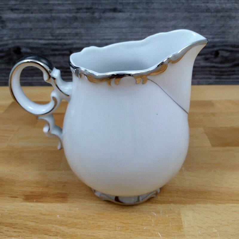 Load image into Gallery viewer, Mikasa Marlboro Creamer & Sugar Bowl & Lid Verge Scalloped Platinum Border 9267