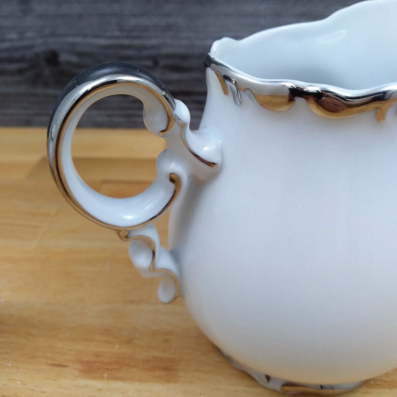 Load image into Gallery viewer, Mikasa Marlboro Creamer & Sugar Bowl & Lid Verge Scalloped Platinum Border 9267