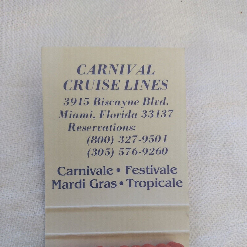 Load image into Gallery viewer, Carnival Cruise Lines Matchbook "The Fun Ships" Miami Florida Unstruck