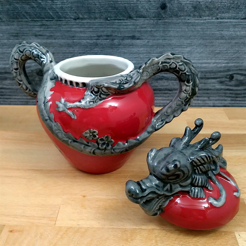 Load image into Gallery viewer, Red Dragon Sugar Bowl and Creamer Set Decorative by Blue Sky