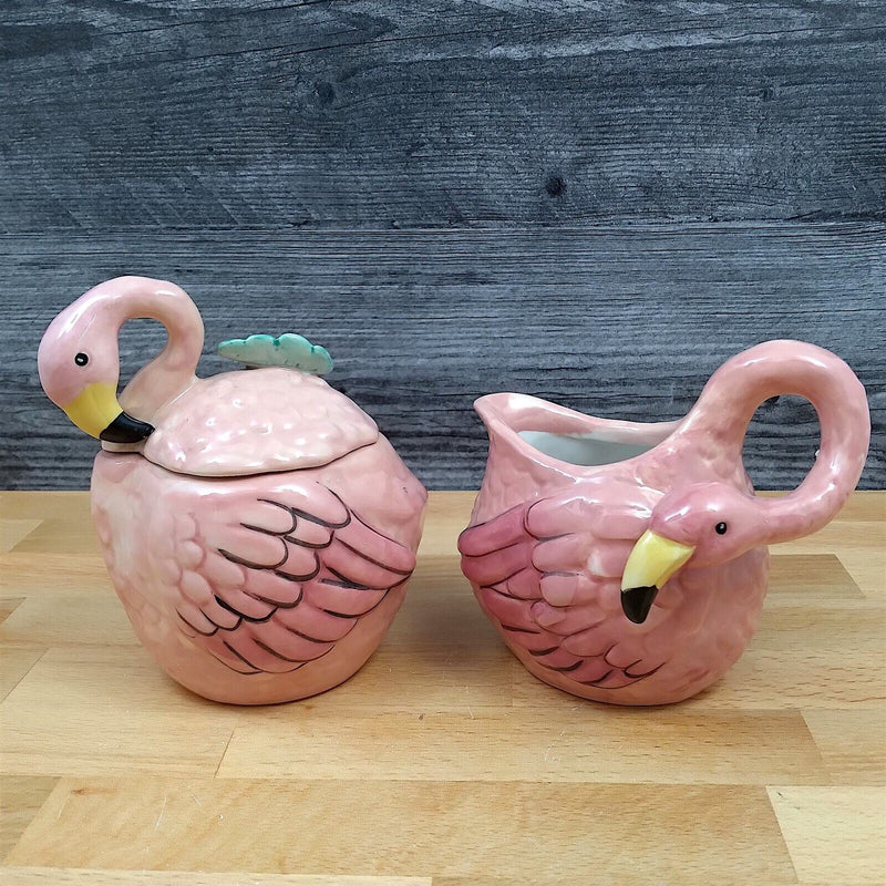 Load image into Gallery viewer, Summer Fun Flamingo Sugar Bowl and Creamer Set Decorative by Blue Sky