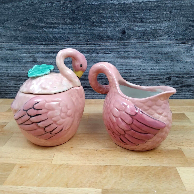 Load image into Gallery viewer, Summer Fun Flamingo Sugar Bowl and Creamer Set Decorative by Blue Sky