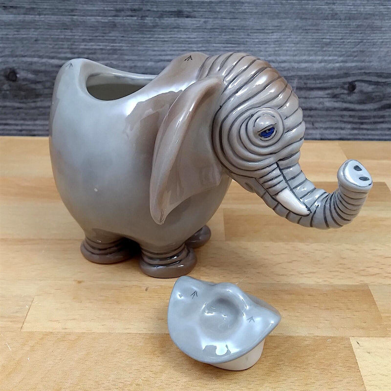 Load image into Gallery viewer, Elephant Sugar Bowl with Lid and Creamer Pitcher Set Ceramic Gray by Blue Sky