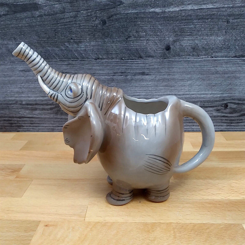 Load image into Gallery viewer, Elephant Sugar Bowl with Lid and Creamer Pitcher Set Ceramic Gray by Blue Sky