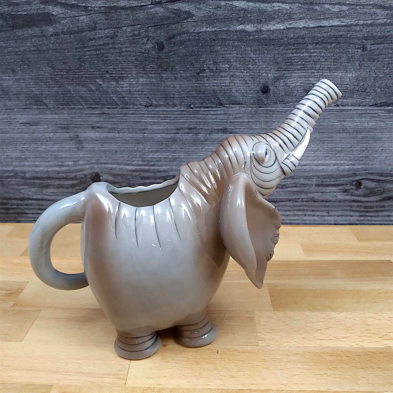 Load image into Gallery viewer, Elephant Sugar Bowl with Lid and Creamer Pitcher Set Ceramic Gray by Blue Sky