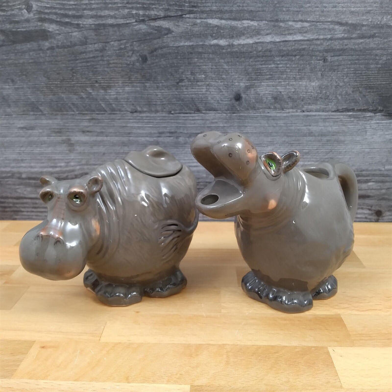Load image into Gallery viewer, Hippo Sugar Bowl and Creamer Set Decorative by Blue Sky