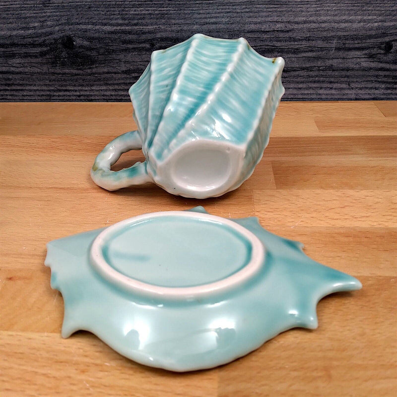 Load image into Gallery viewer, Shell Sugar Bowl Creamer and Tea Cup Saucer Set Decorative by Blue Sky