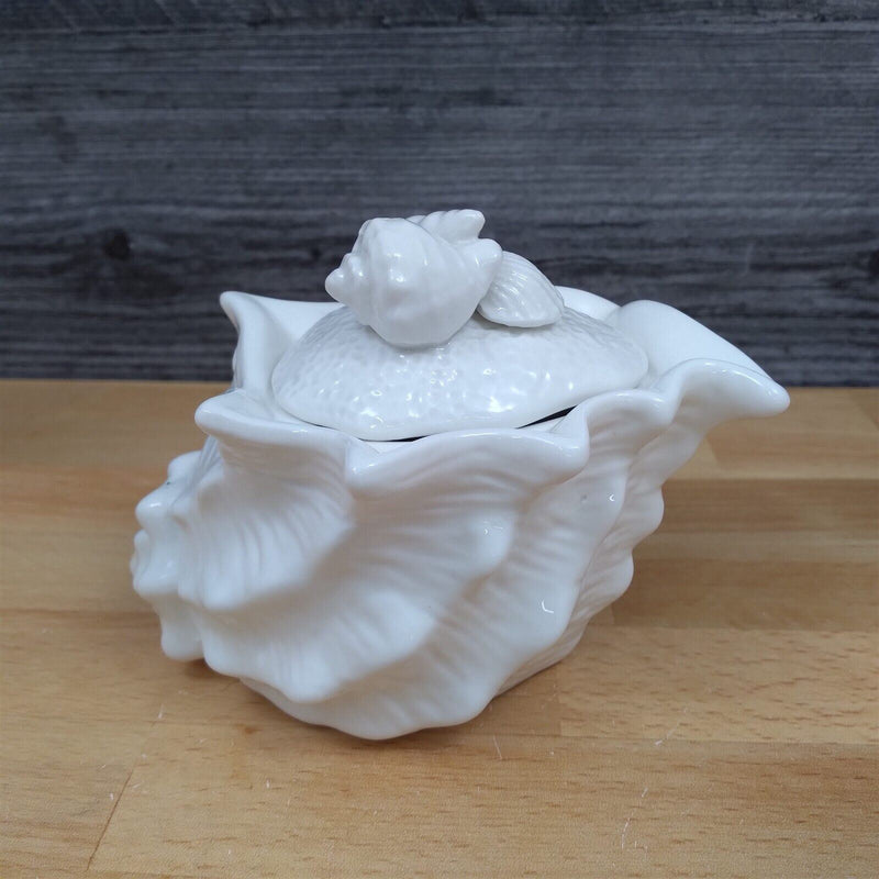 Load image into Gallery viewer, Shell Conch Sugar Bowl Creamer & Tea Cup Saucer Set White Decorative by Blue Sky