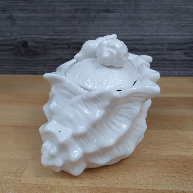 Load image into Gallery viewer, Shell Conch Sugar Bowl Creamer & Tea Cup Saucer Set White Decorative by Blue Sky