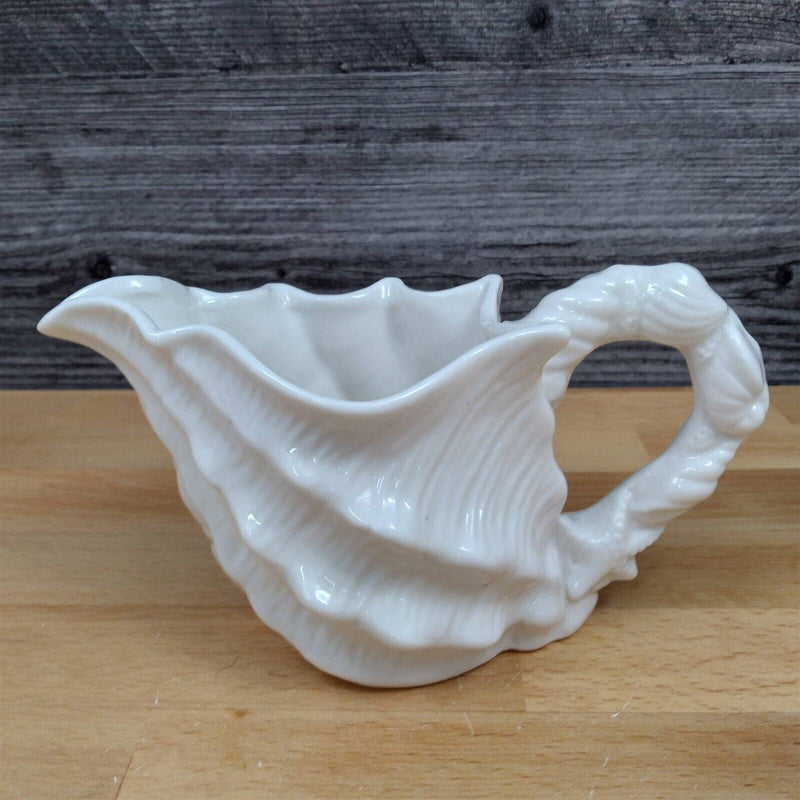 Load image into Gallery viewer, Shell Conch Sugar Bowl Creamer & Tea Cup Saucer Set White Decorative by Blue Sky