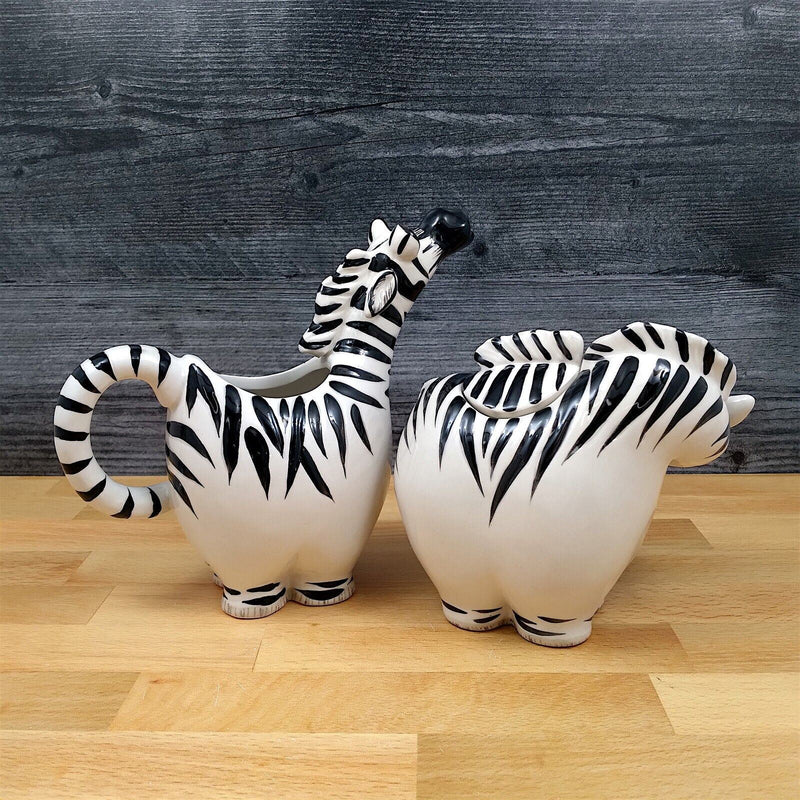 Load image into Gallery viewer, Zebra Sugar Bowl and Creamer Set Decorative by Blue Sky