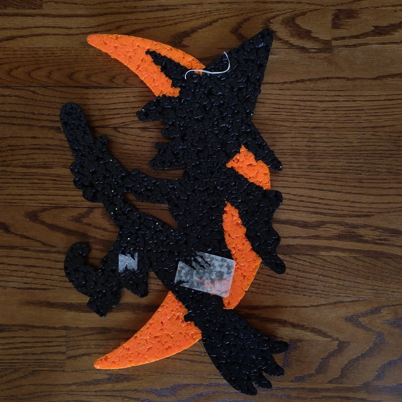 Load image into Gallery viewer, Witch on Broom Flying with Moon Halloween Melted Plastic Popcorn Décor