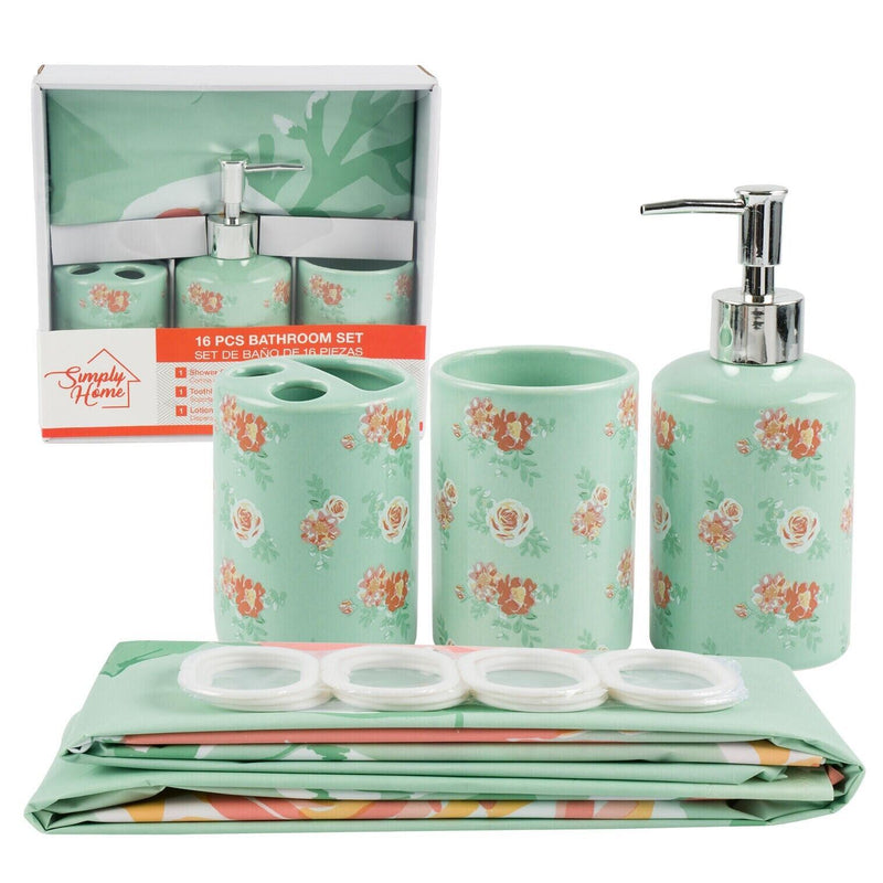 Load image into Gallery viewer, Rose Bathroom Set Design Toothbrush Holder Soap Dispenser Shower Curtain