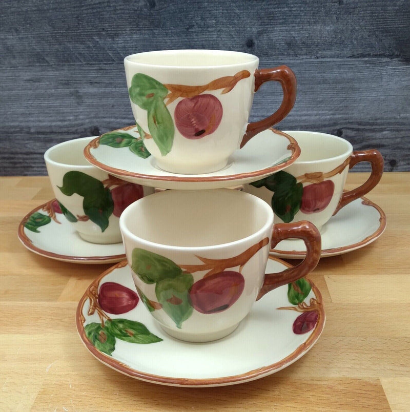Load image into Gallery viewer, Franciscan Apple Tea Cup & Saucer Set of 4 Coffee Mugs Ceramic