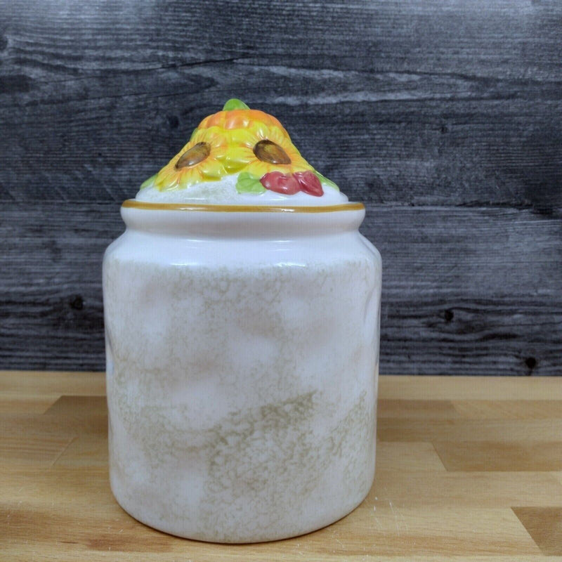 Load image into Gallery viewer, Farmwood Valley Fall Harvest 5'' Canister with Sunflowers & Pumpkins by Blue Sky