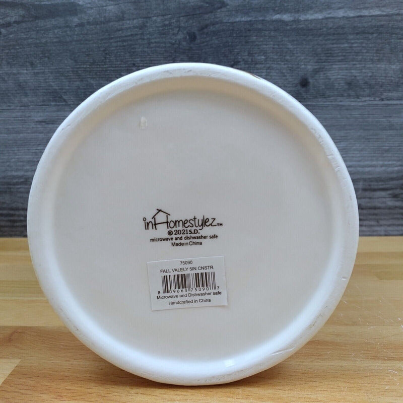 Load image into Gallery viewer, Farmwood Valley Fall Harvest 5'' Canister with Sunflowers & Pumpkins by Blue Sky