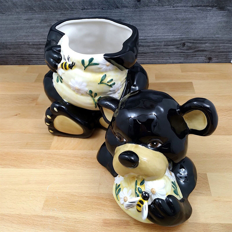 Load image into Gallery viewer, Bear in Beehive Cookie Candy Treat Jar Canister by Blue Sky Clayworks Ceramic