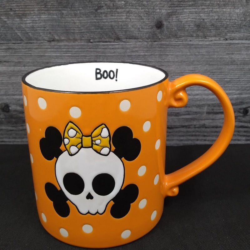 Load image into Gallery viewer, Halloween Female Skull Coffee Mug Ceramics Tea Cup 18oz 532ml Orange by Blue Sky