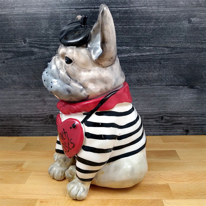 Load image into Gallery viewer, French Kisses Bull Dog Cookie Candy Treat Jar Canister by Blue Sky Clayworks