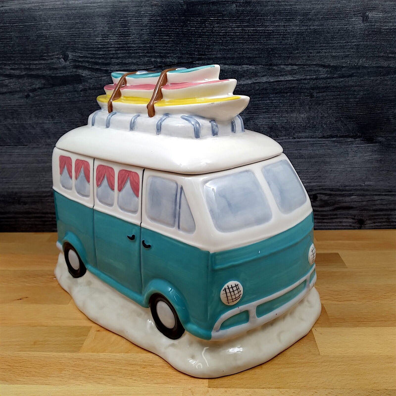 Load image into Gallery viewer, Pink Flamingo Camp Van Cookie Candy Treat Jar Canister by Blue Sky Clayworks