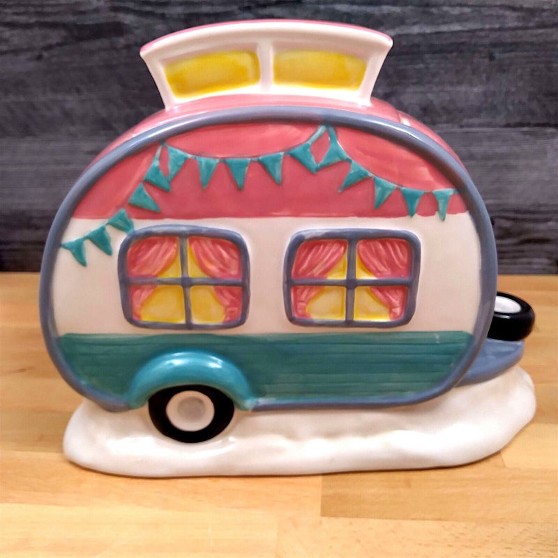 Load image into Gallery viewer, Pink Flamingo Camper Cookie Treat Candy Jar Canister by Blue Sky Clayworks