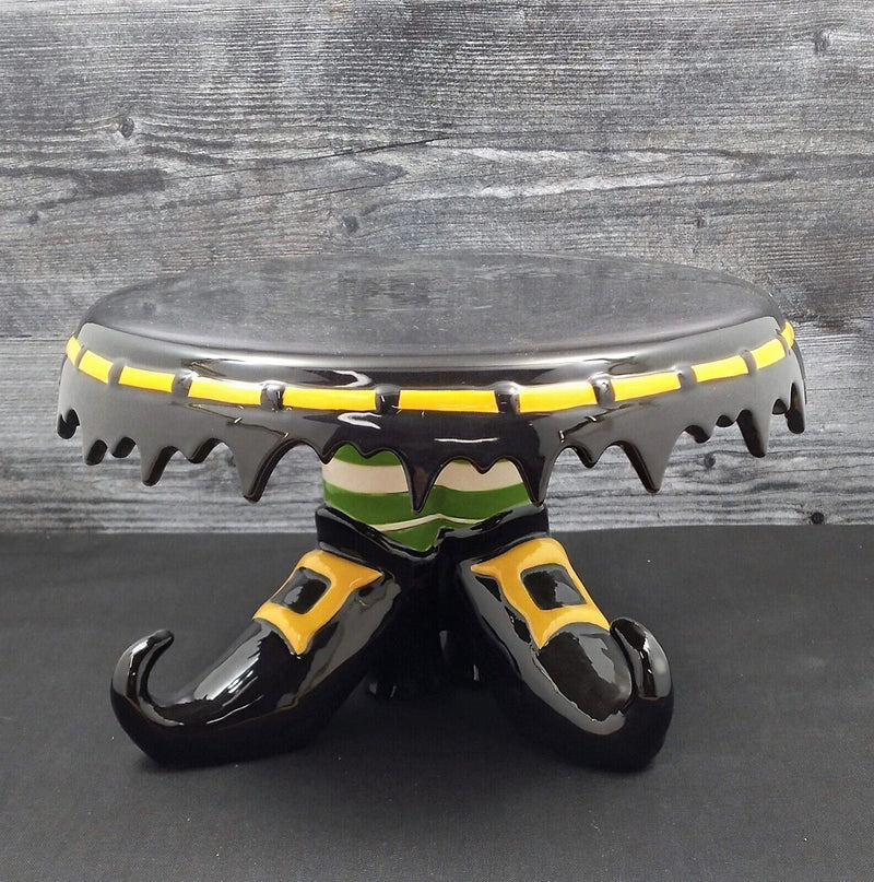 Load image into Gallery viewer, Halloween Witch Feet Cake Stand by Blue Sky Clayworks and Heather Goldminc
