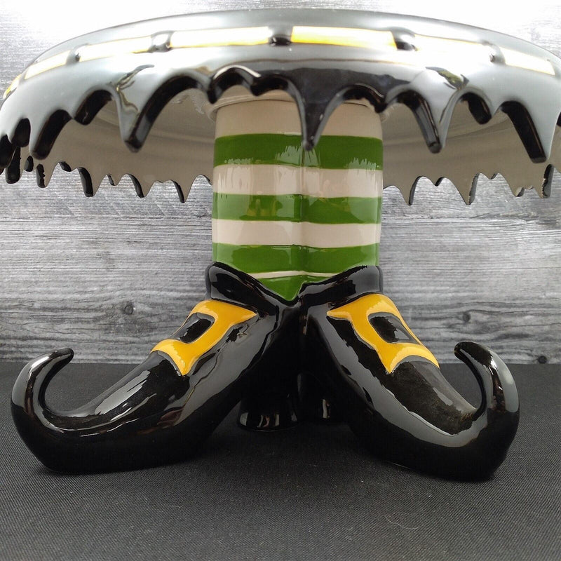 Load image into Gallery viewer, Halloween Witch Feet Cake Stand by Blue Sky Clayworks and Heather Goldminc
