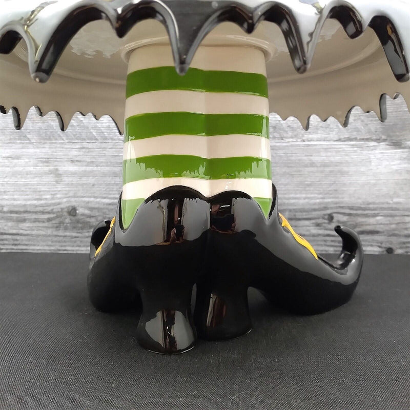 Load image into Gallery viewer, Halloween Witch Feet Cake Stand by Blue Sky Clayworks and Heather Goldminc