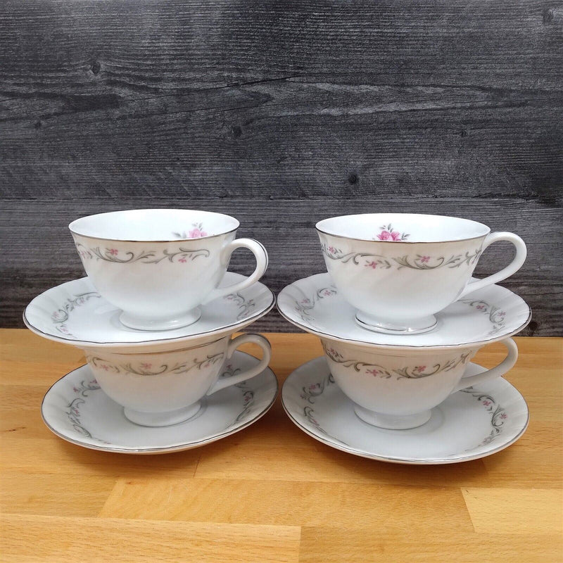 Load image into Gallery viewer, Royal Swirl Saucer Tea Cup Set of 4 Pink Rose Flower Fine China Japan Coffee Mug