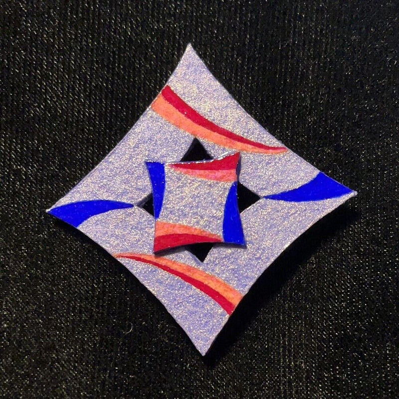 Load image into Gallery viewer, Curvy Square Jewelry Art Brooch in blue Violet Red Pink and Ultramarine Blue
