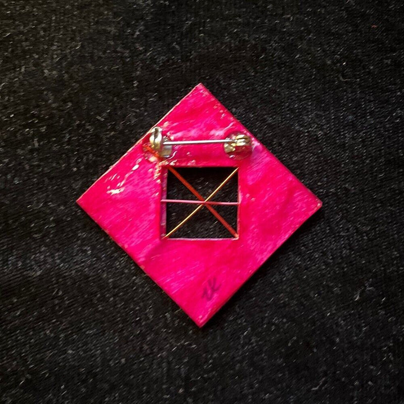 Load image into Gallery viewer, Curvy Square Jewelry Art Brooch in blue Violet Red Pink and Ultramarine Blue