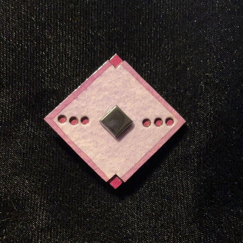 Load image into Gallery viewer, Purple Square Jewelry Art Brooch With Painted Hole Accent Hematite Cabochon