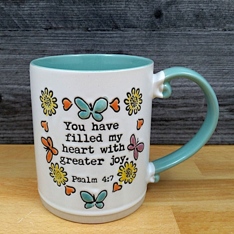 Load image into Gallery viewer, Religious Psalm Saying Coffee Mug 16oz (473ml) Embossed Ceramic Tea Cup Blue Sky