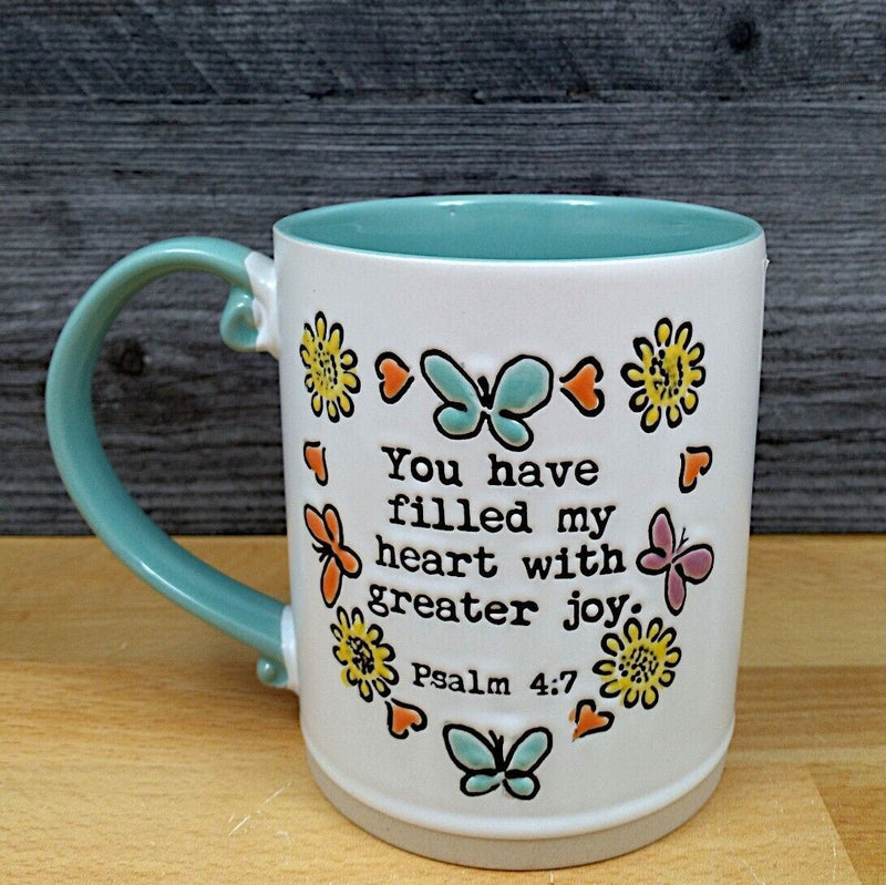 Load image into Gallery viewer, Religious Psalm Saying Coffee Mug 16oz (473ml) Embossed Ceramic Tea Cup Blue Sky