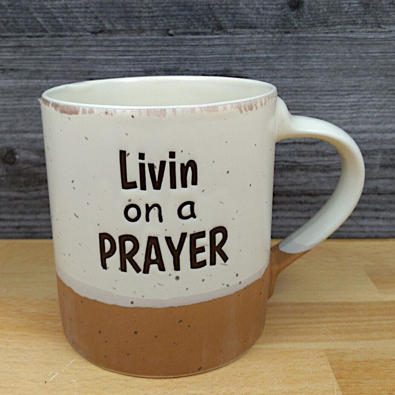 Load image into Gallery viewer, Living on a Prayer Coffee Mug 18oz (532ml) Embossed Ceramic Tea Cup by Blue Sky