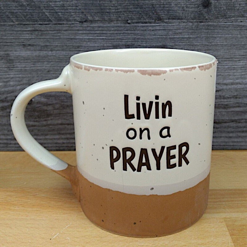 Load image into Gallery viewer, Living on a Prayer Coffee Mug 18oz (532ml) Embossed Ceramic Tea Cup by Blue Sky