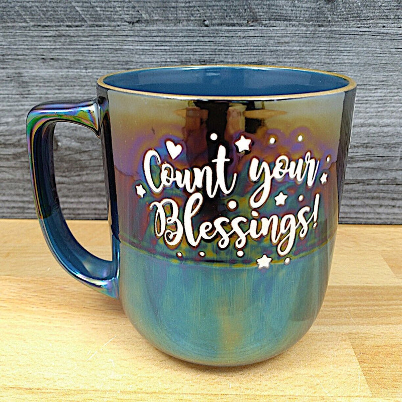 Load image into Gallery viewer, Count Your Blessing Saying Coffee Mug 16oz 473ml Embossed Tea Cup by Blue Sky