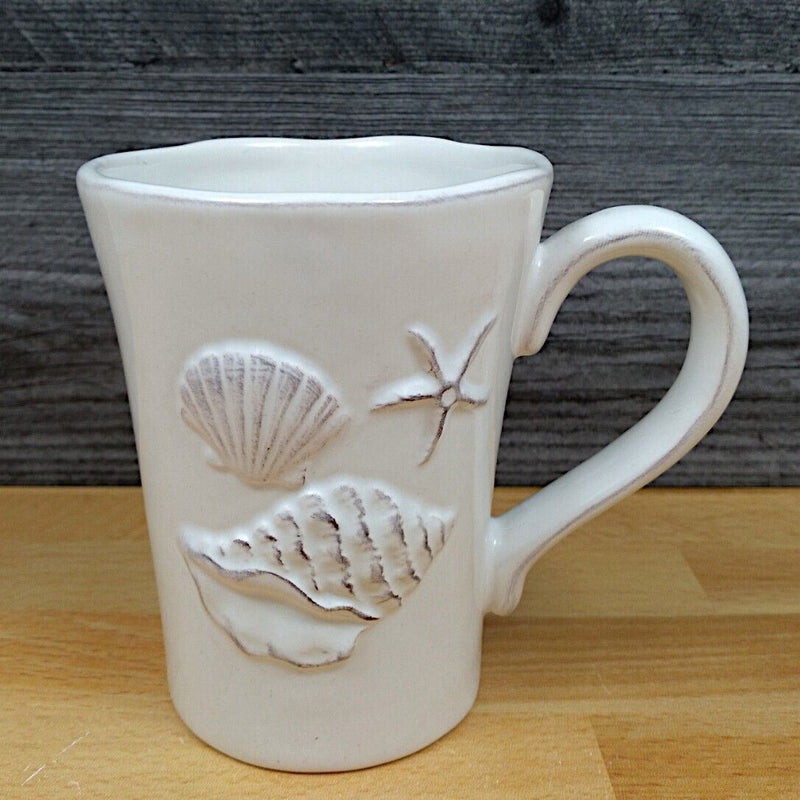Load image into Gallery viewer, Laguna Coastal White Coffee Mug Embossed Sea Nautical Tea Cup by Blue Sky