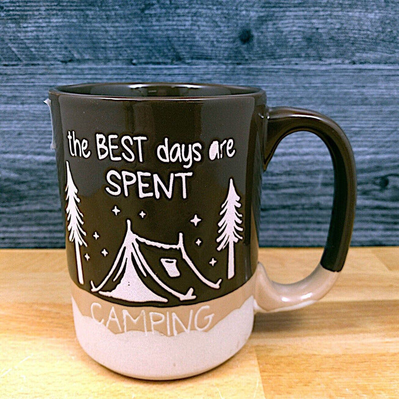 Load image into Gallery viewer, Best Days Camping Saying Coffee Mug 18oz (532ml) Embossed Tea Cup by Blue Sky