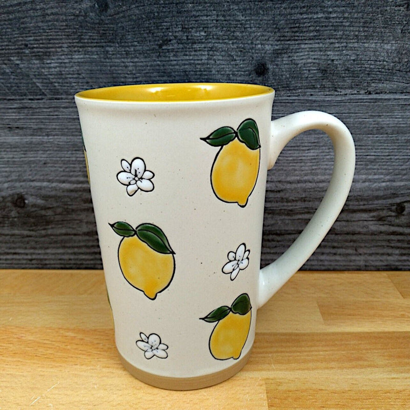 Load image into Gallery viewer, Lemon Bloom Coffee Mug 17oz (455ml) Embossed Beverage Cup Blue Sky