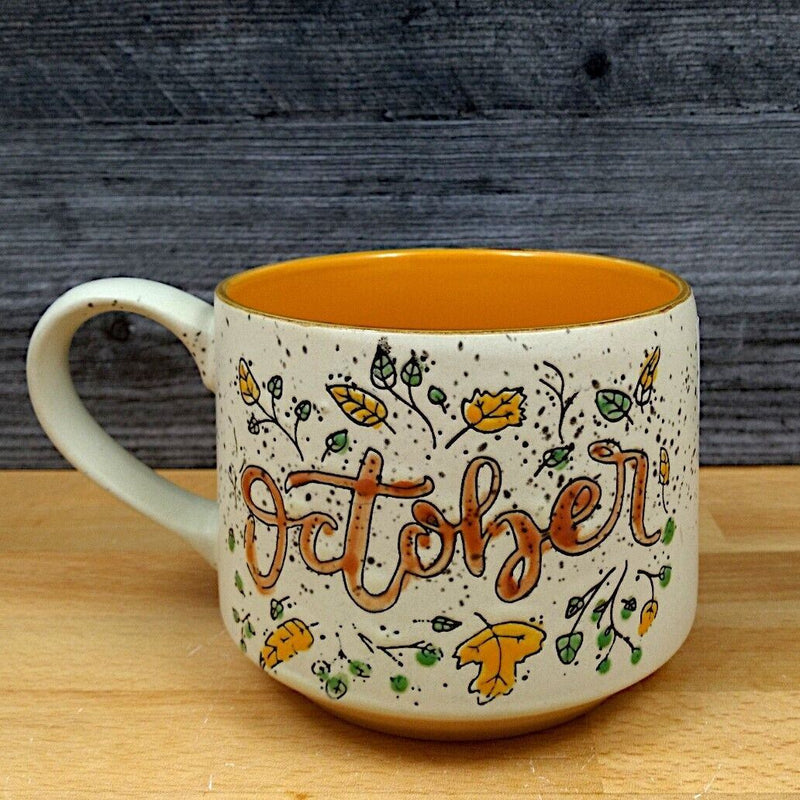 Load image into Gallery viewer, October Autumn Fall Leaves Coffee Mug 20oz Ceramic Embossed Beverage Tea Cup