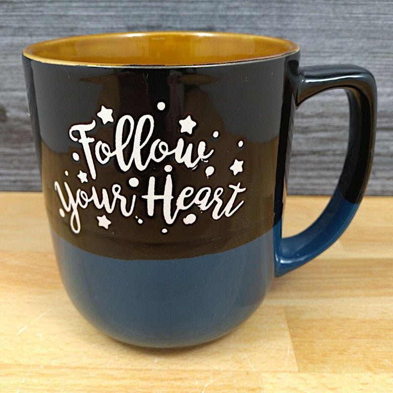 Load image into Gallery viewer, Follow Your Heart Saying Coffee Mug 16oz 473ml Embossed Tea Cup by Blue Sky