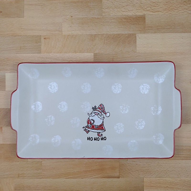 Load image into Gallery viewer, Holiday Christmas Tray Barnaby Santa Serving Plate 12" Platter Blue Sky